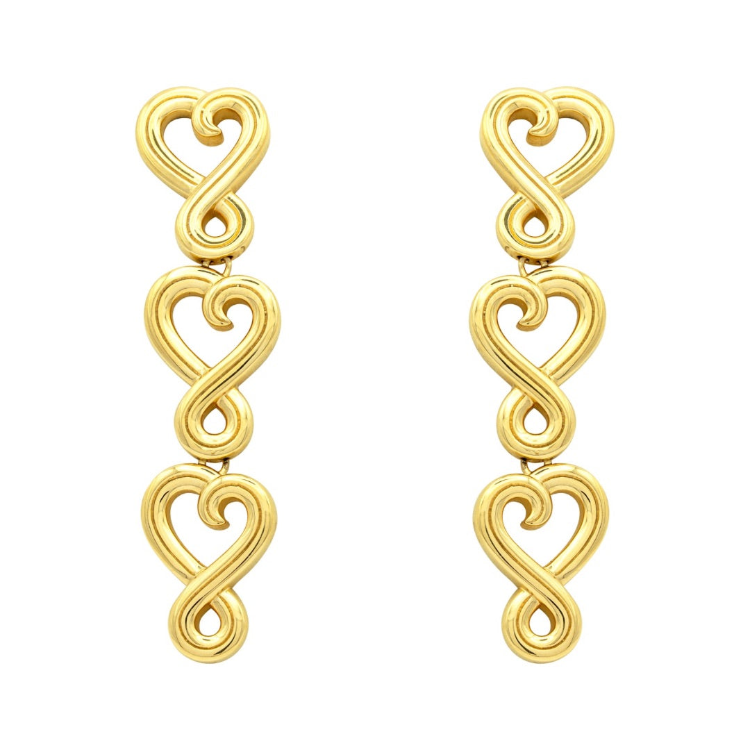 3 hearts love earrings