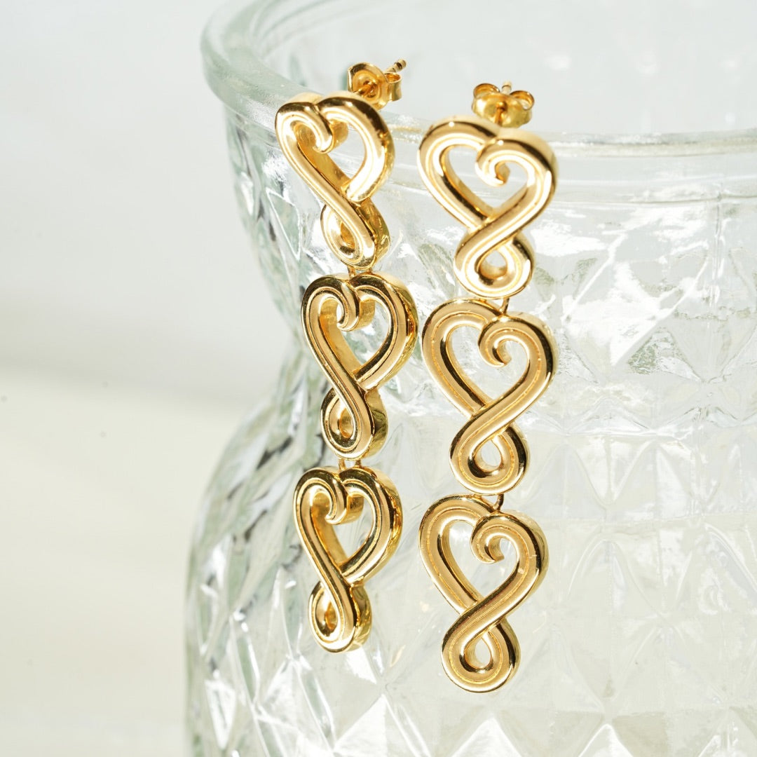 3 hearts love earrings