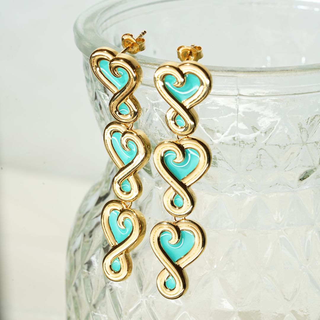 3 hearts love earrings