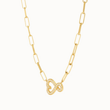 Horizontal love necklace set with rectangle chain