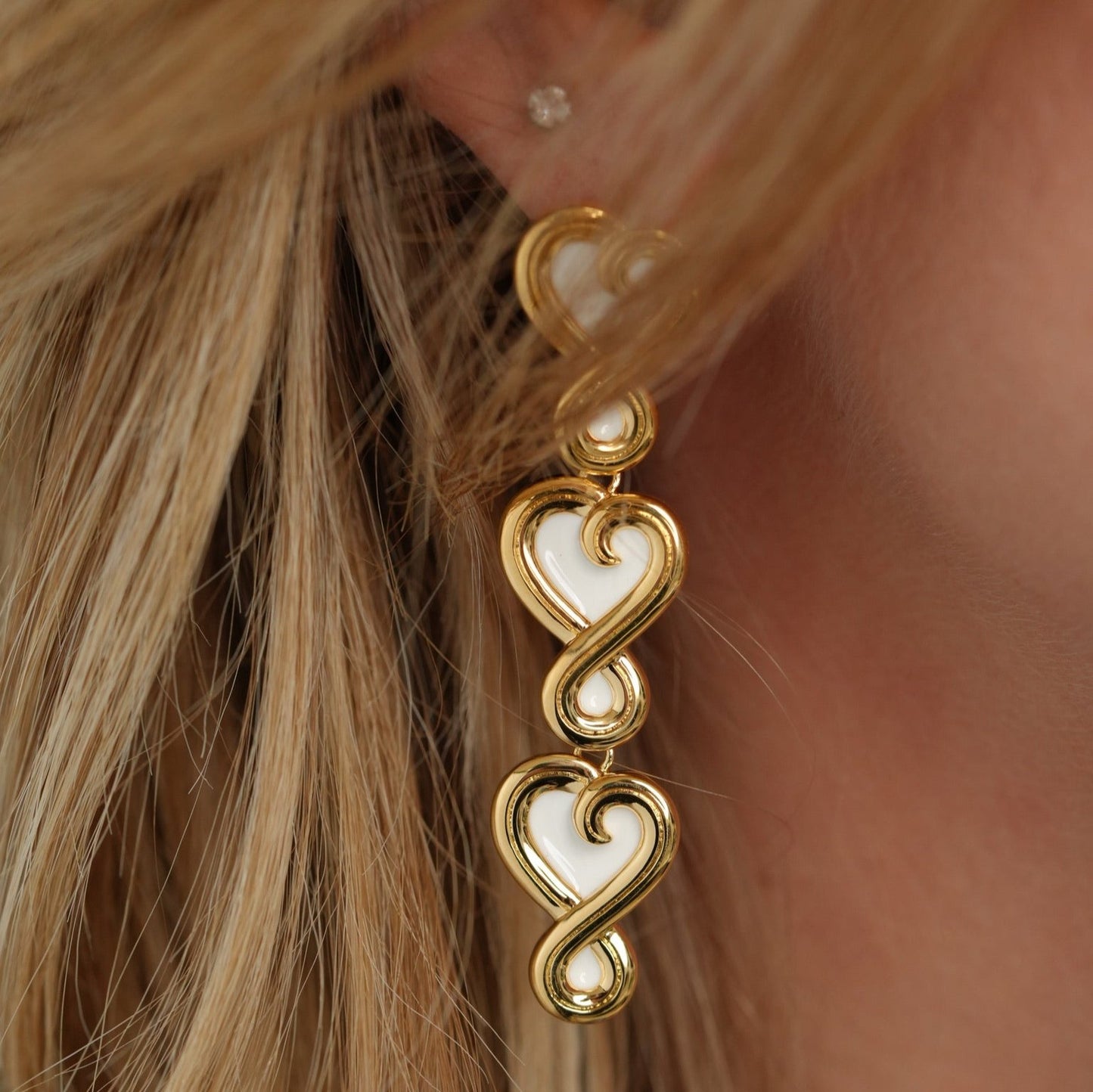 3 hearts love earrings